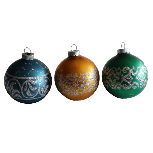 Shiny Brite Other - 3x Vintage Shiny Brite Mercury Glass Ball Ornament Tree Stenciled USA 2.5"